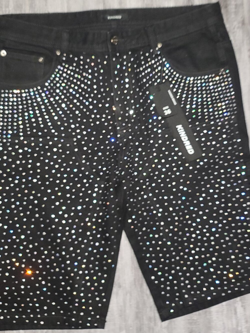 KINDRED Rhinestone Denim Shorts (Black) size 36 NWT